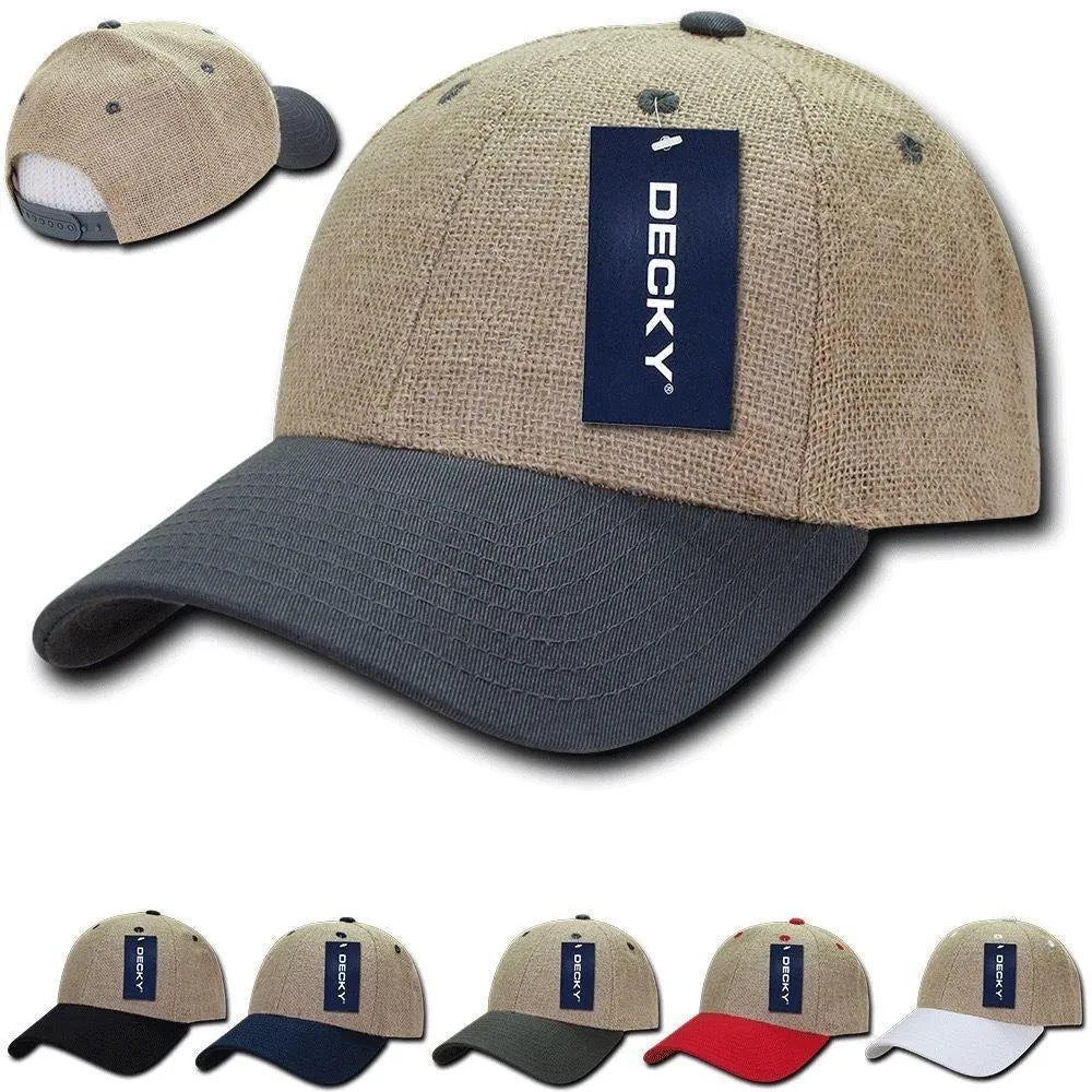 1 Dozen Decky 6 Panel Jute Low Crown Dad Caps Hats Wholesale Lots