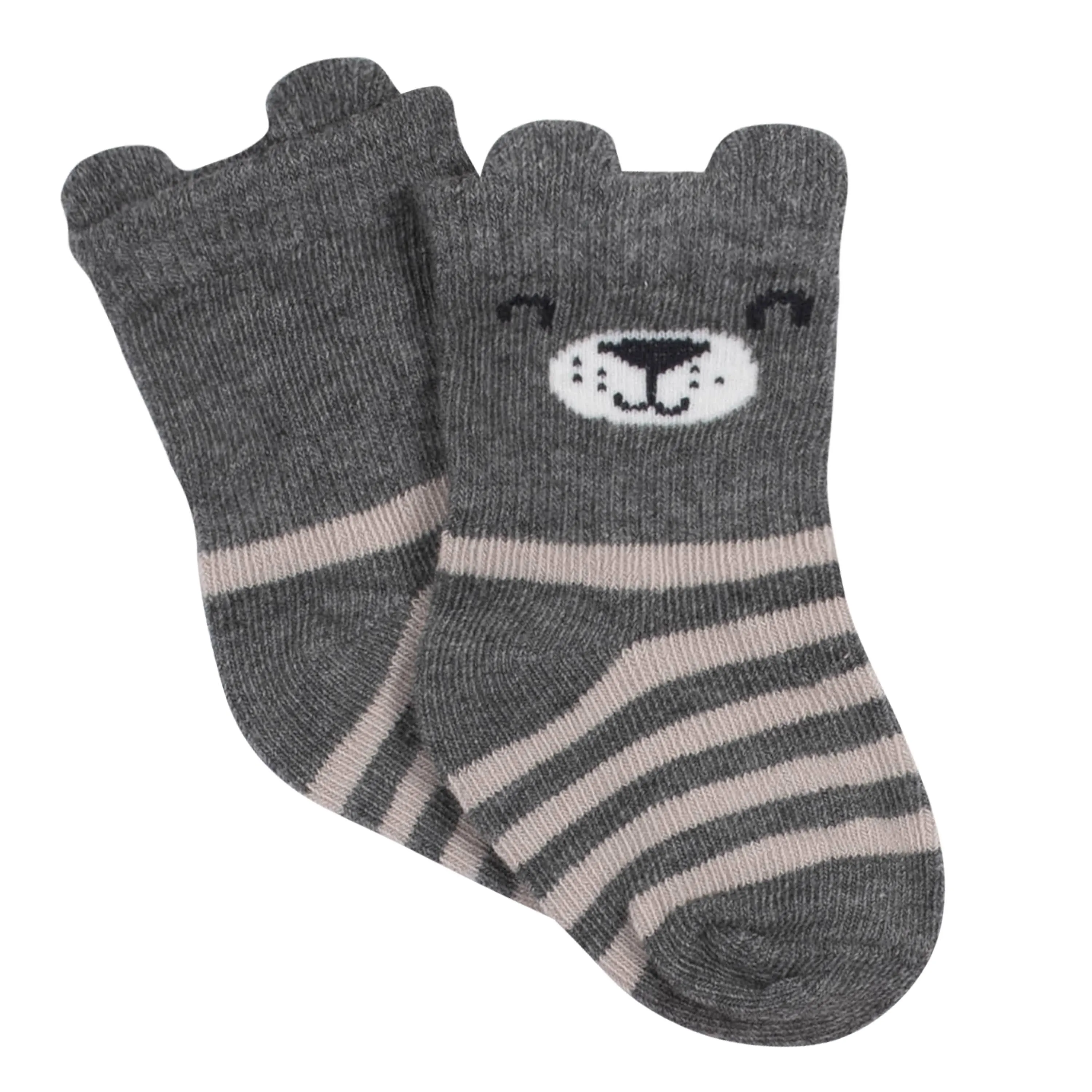 6-Pack Baby Boys Bear Jersey Crew Wiggle-Proof™ Socks