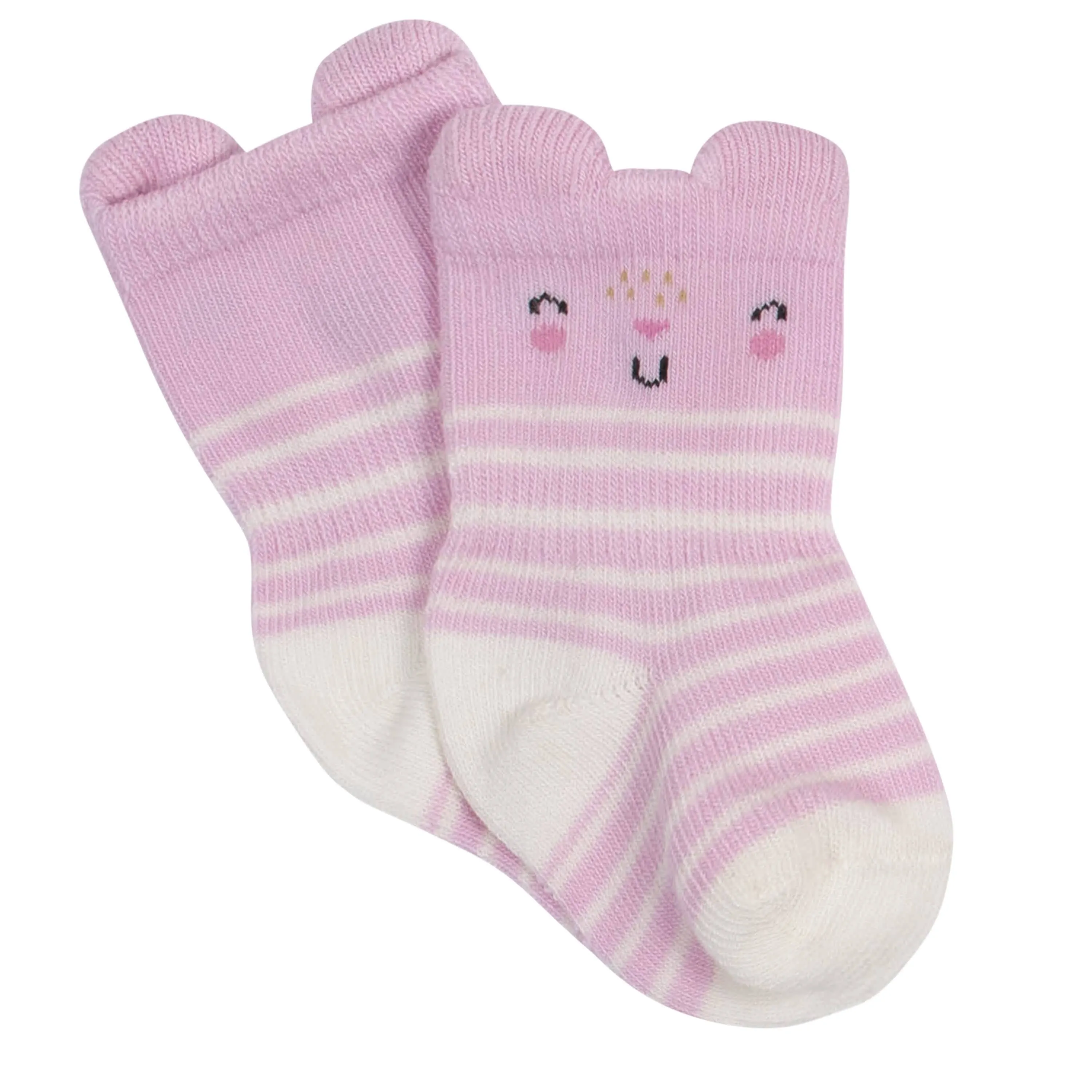 6-Pack Baby Girls Bunny Jersey Crew Wiggle-Proof™ Socks