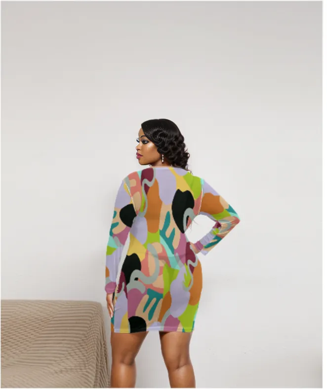 Abstract Wild Women's Sheer Mesh Dress Voluptuous ( ) Plus Size