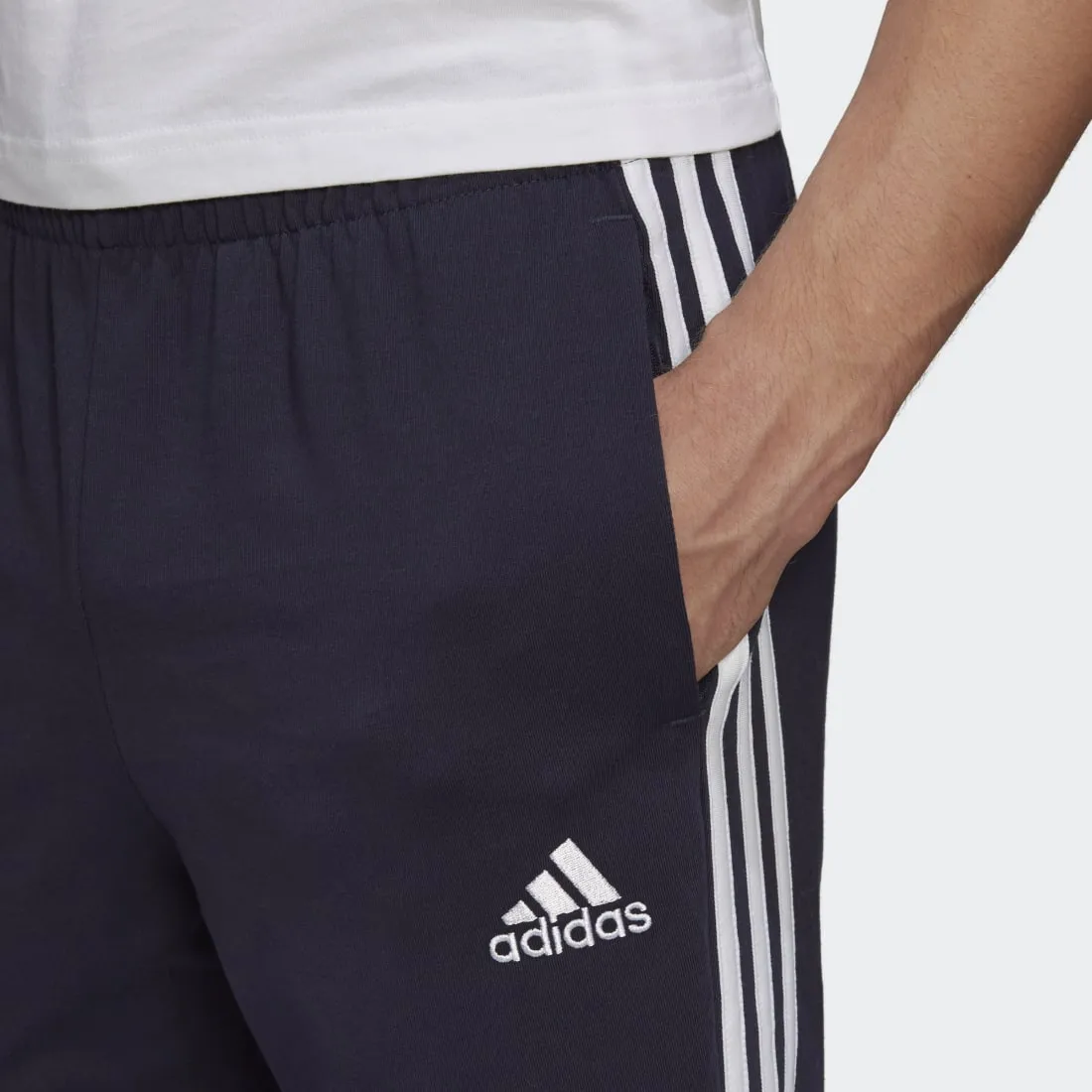 adidas Essentials Single Jersey Tapered Open Hem 3-Stripes Men's Pants