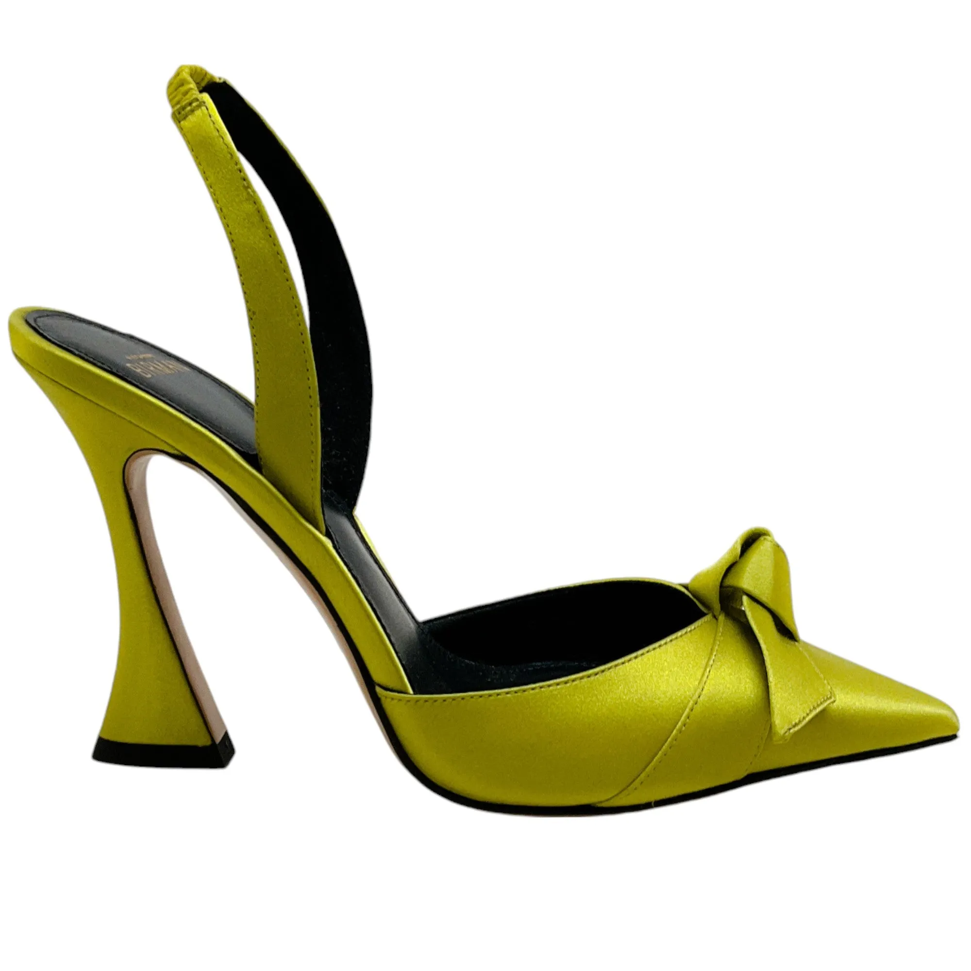 Alexandre Birman Lime Green Satin Clarita Slingback Pumps