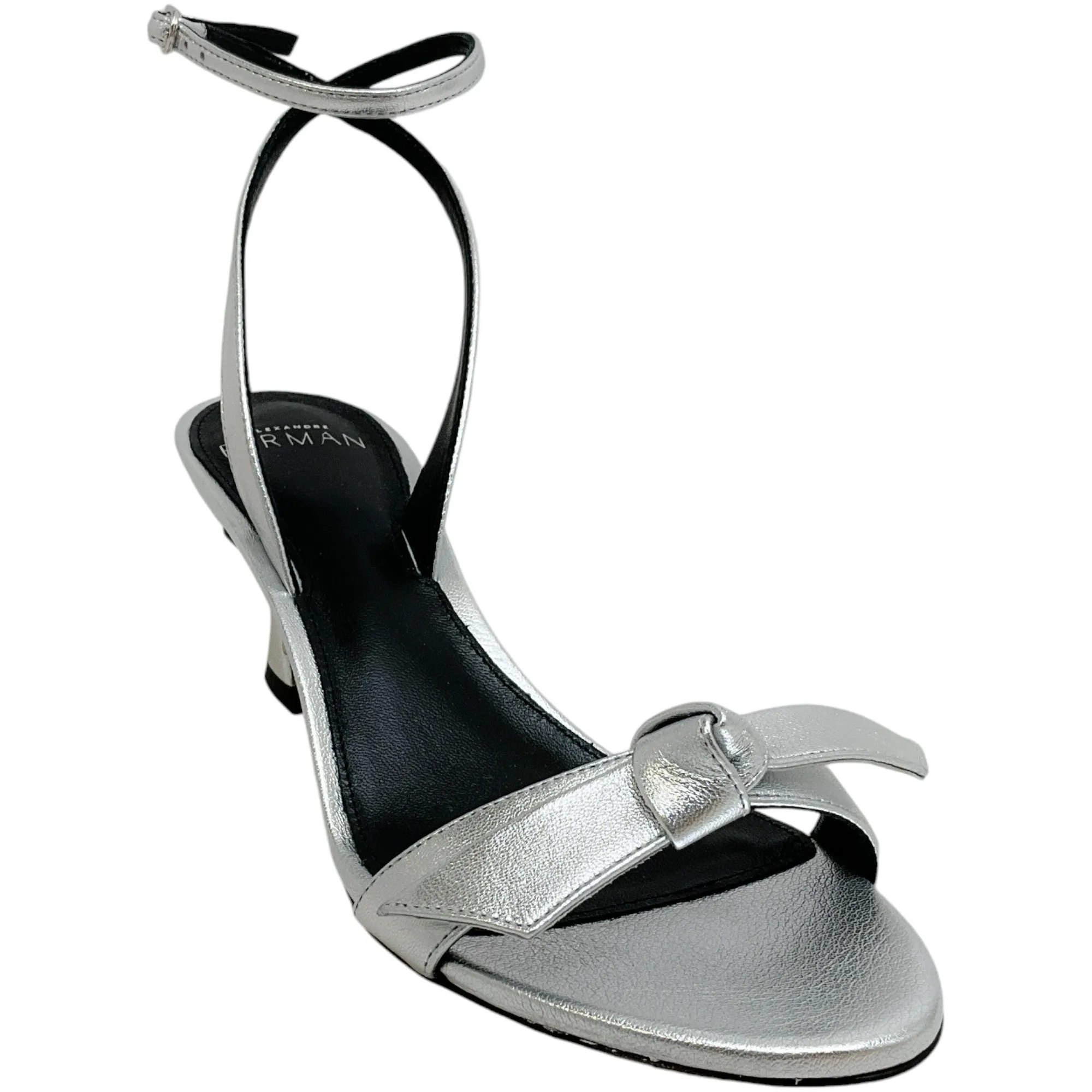 Alexandre Birman Silver Metallic Leather Clarita Bell 60 Sandals