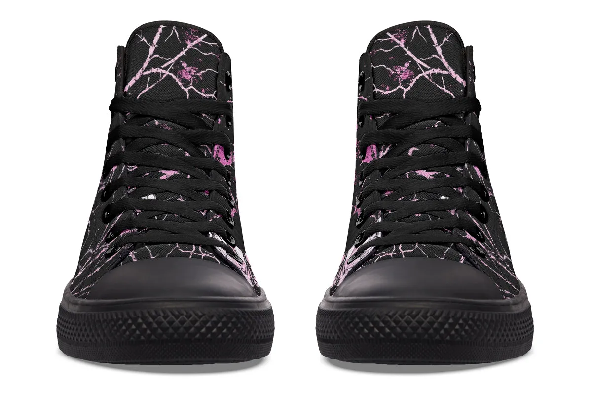 Amethyst Kintsugi Rose High Tops - Classic Premium Canvas Shoes with Comfortable and Durable Soles