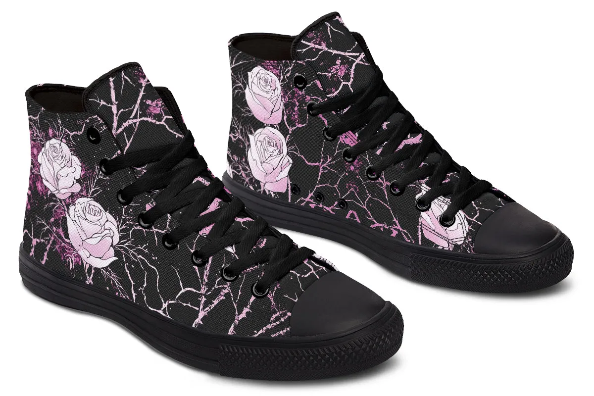 Amethyst Kintsugi Rose High Tops - Classic Premium Canvas Shoes with Comfortable and Durable Soles