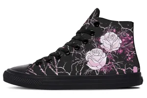 Amethyst Kintsugi Rose High Tops - Classic Premium Canvas Shoes with Comfortable and Durable Soles