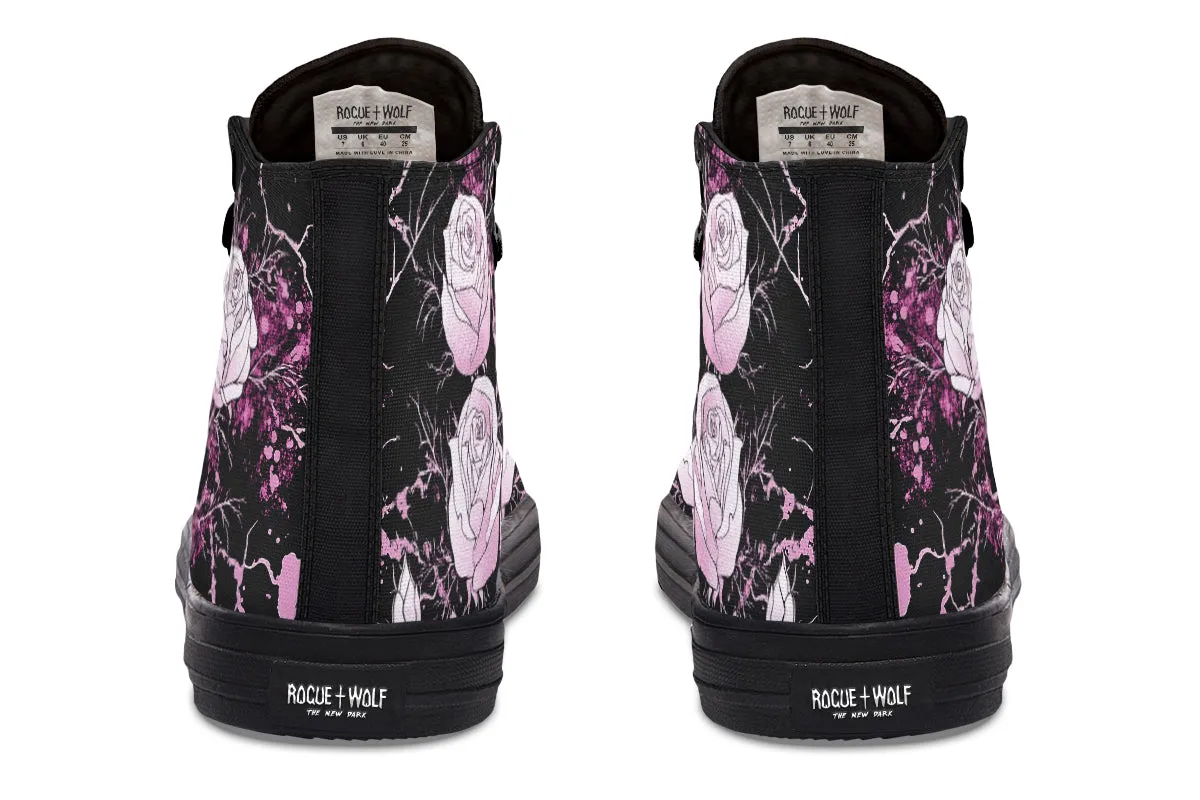 Amethyst Kintsugi Rose High Tops - Classic Premium Canvas Shoes with Comfortable and Durable Soles