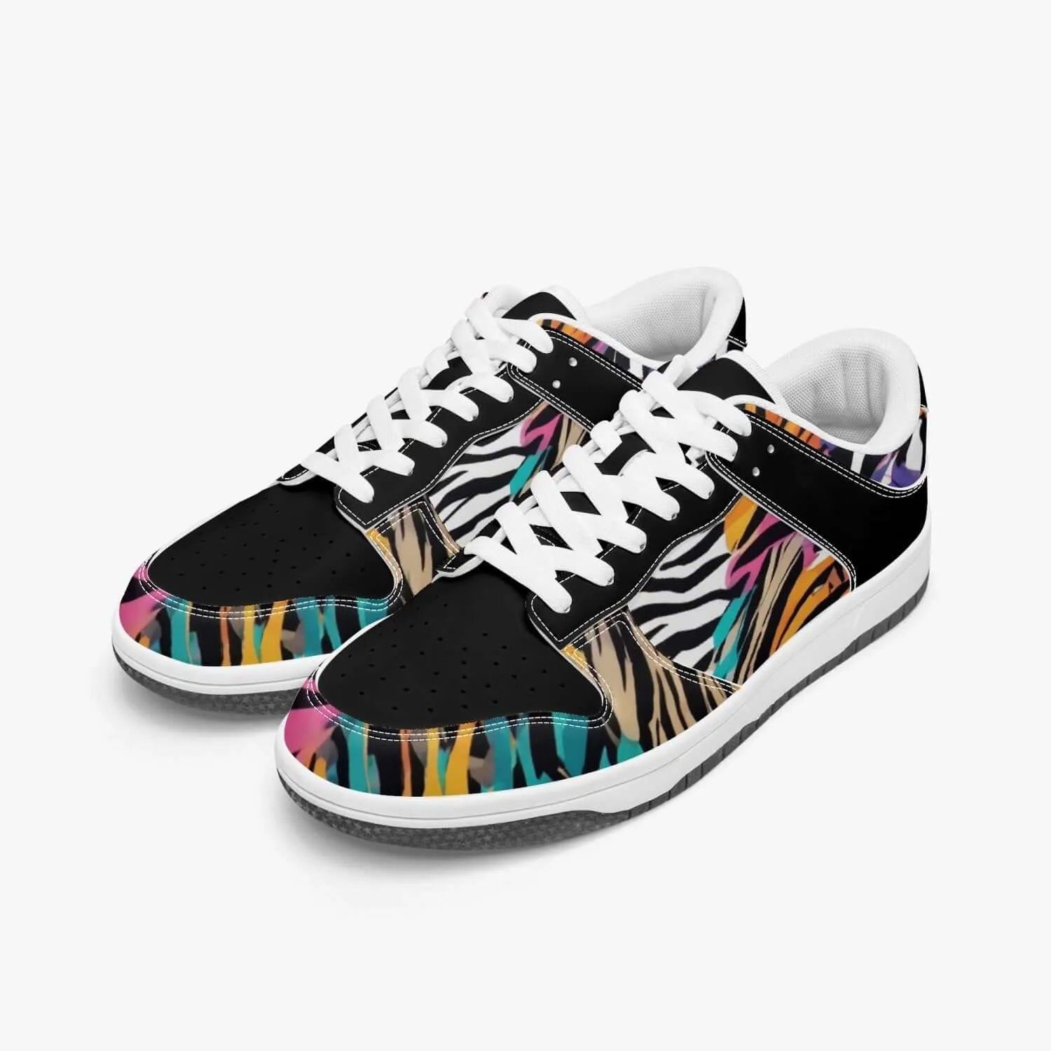 Animal Wild Dunk Stylish Low-Top Leather Black Sneakers