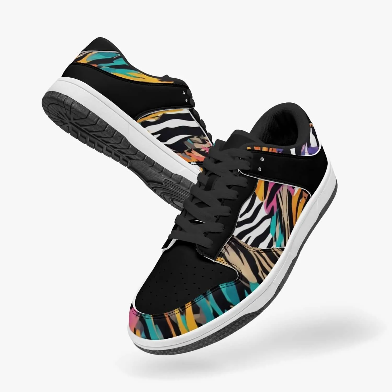 Animal Wild Dunk Stylish Low-Top Leather Black Sneakers