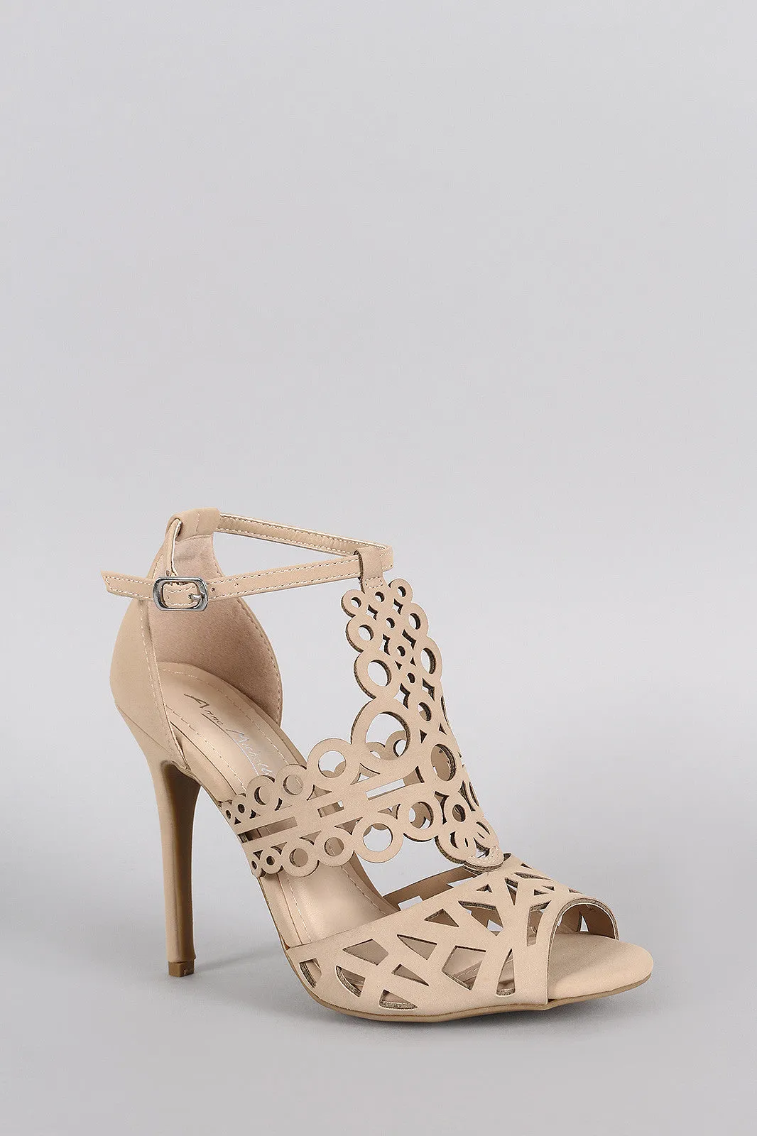 Anne Michelle Intricate Cutouts Peep Toe Heel