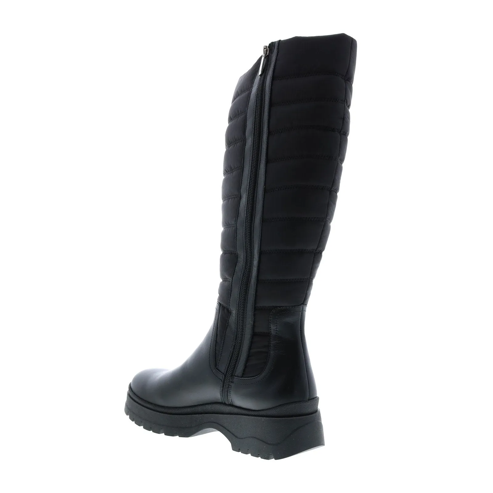 Aquatalia Skyla Calf Tech Nylon 34L3822-BBK Womens Black Leather Zipper Knee High Boots