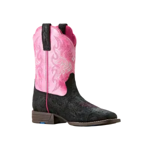 Ariat Kid's Outrider Black Floral Emboss Painted Peony Boots