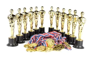 Award Medal of Honor Trophy Award Set of 24; Includes 12 Gold Winner Award Medals; 12 Gold