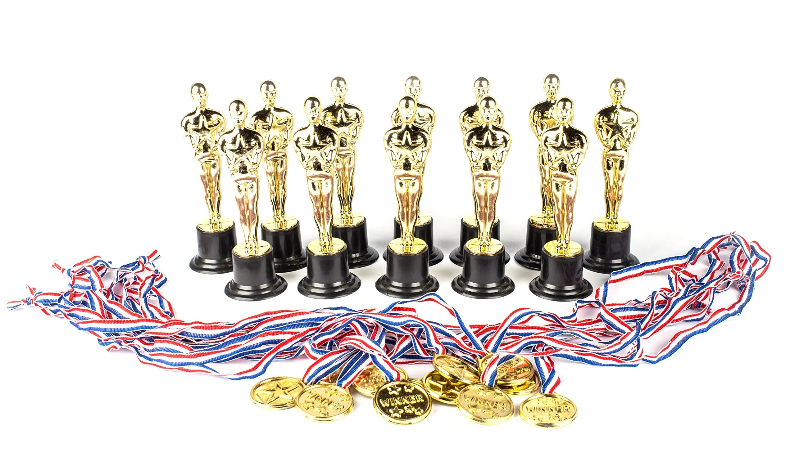 Award Medal of Honor Trophy Award Set of 24; Includes 12 Gold Winner Award Medals; 12 Gold