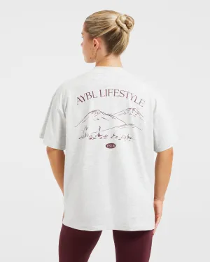 AYBL Lifestyle Oversized T Shirt - Heather Grey/Burgundy