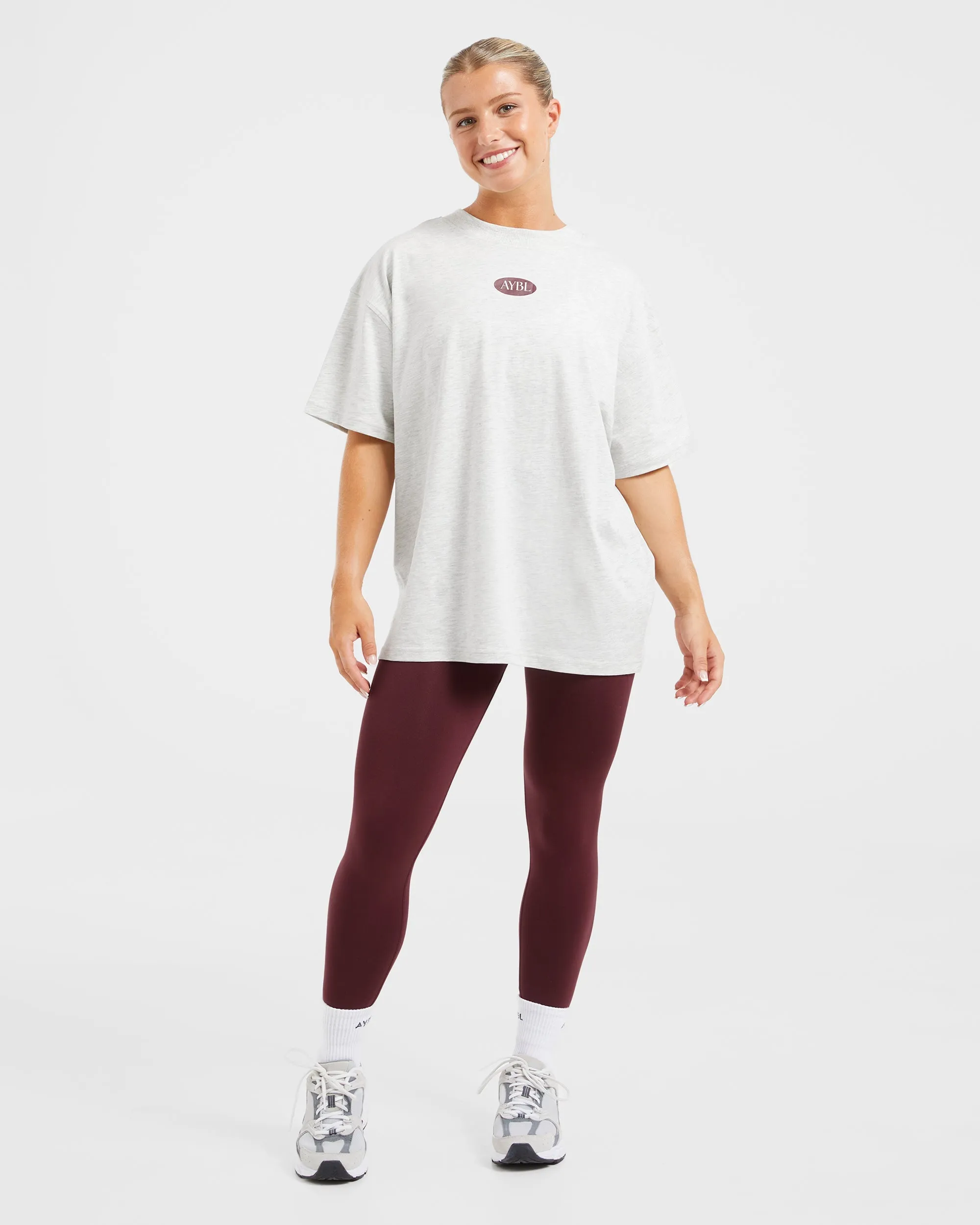 AYBL Lifestyle Oversized T Shirt - Heather Grey/Burgundy