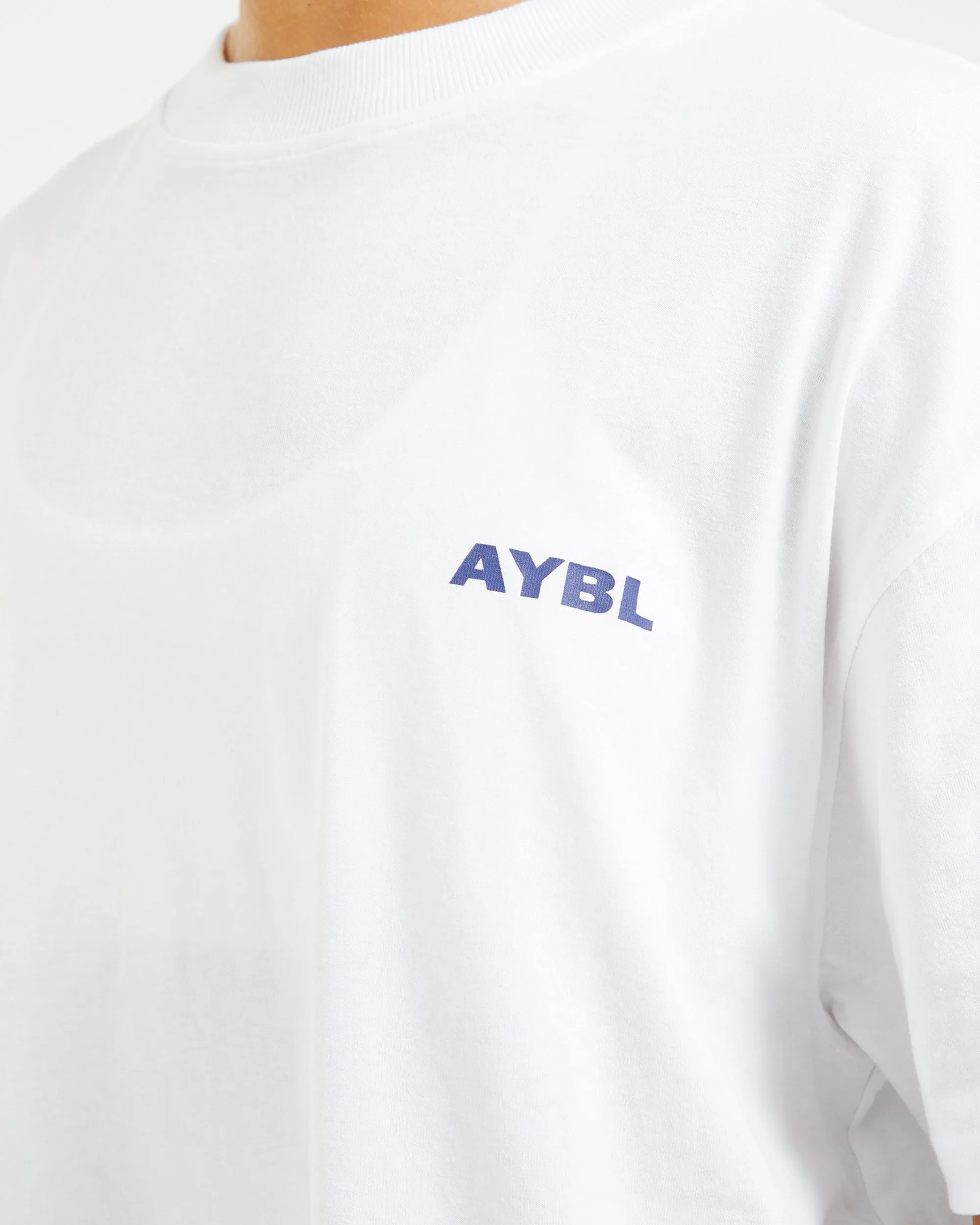 AYBL Lift Italic Oversized T Shirt - White/Navy