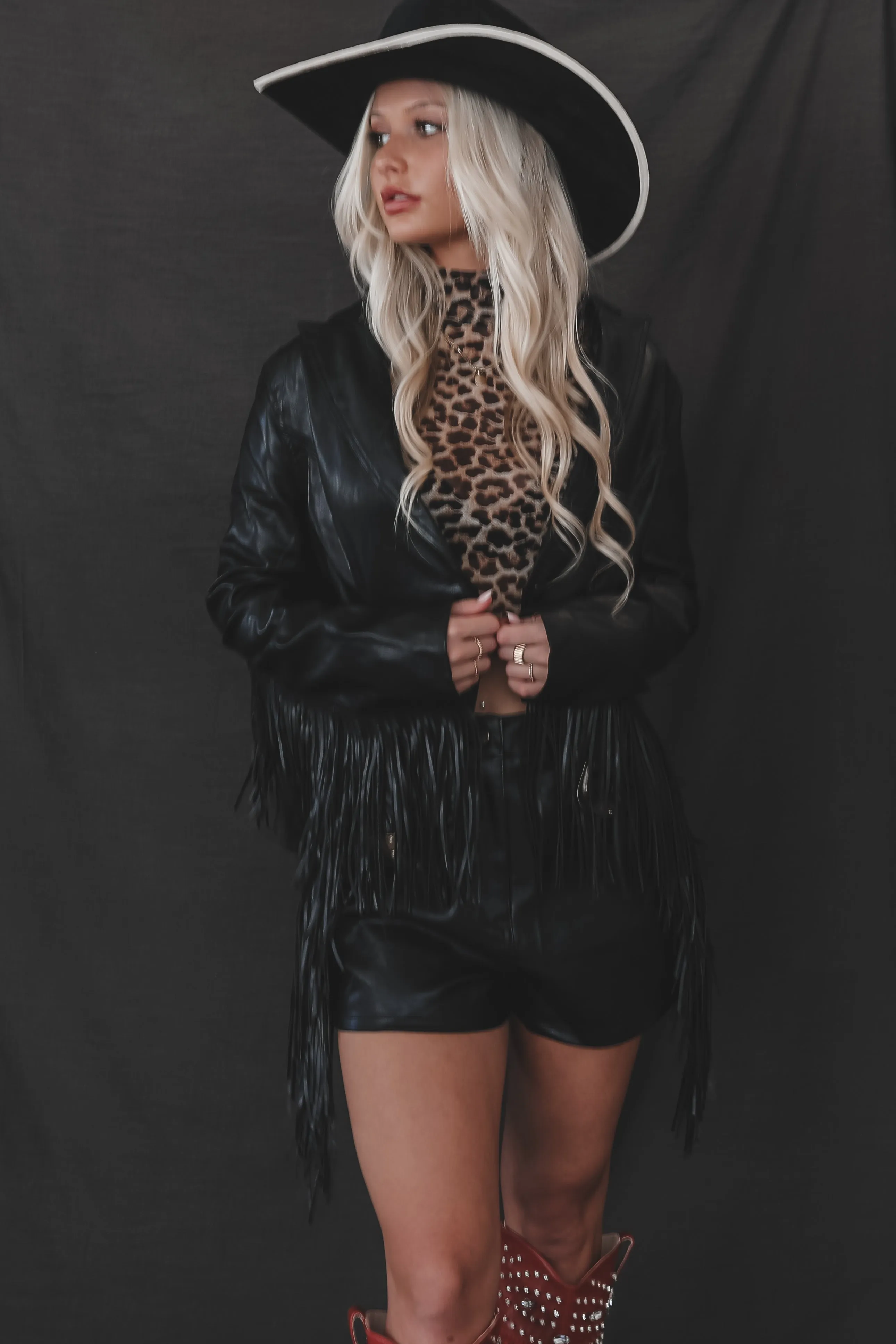 Badder Than The Rest Black Leather Fringe Jacket