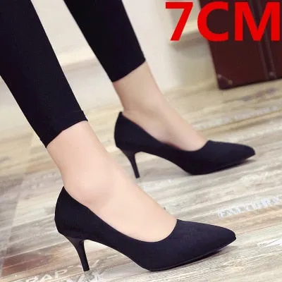 Black Pointed High Heels Stiletto Shallow Mouth Wild Women's Single Shoes