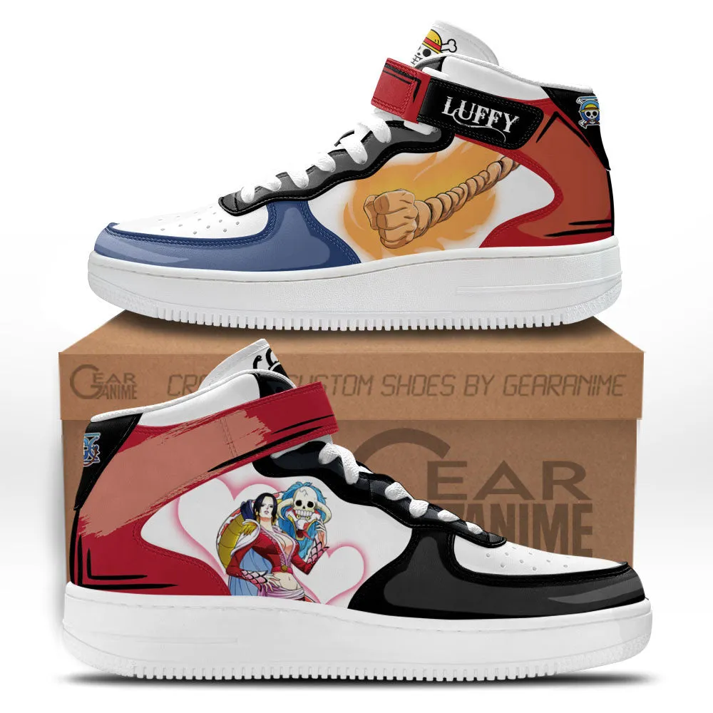 Boa and Luffy Sneakers Air Mid Custom OP Anime Shoes