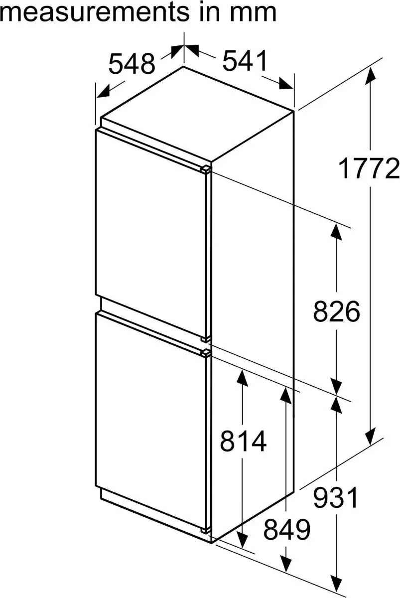 Bosch KIN85NSE0G Fully Integrated 50/50 Fridge Freezer Frost Free with Sliding Hinge