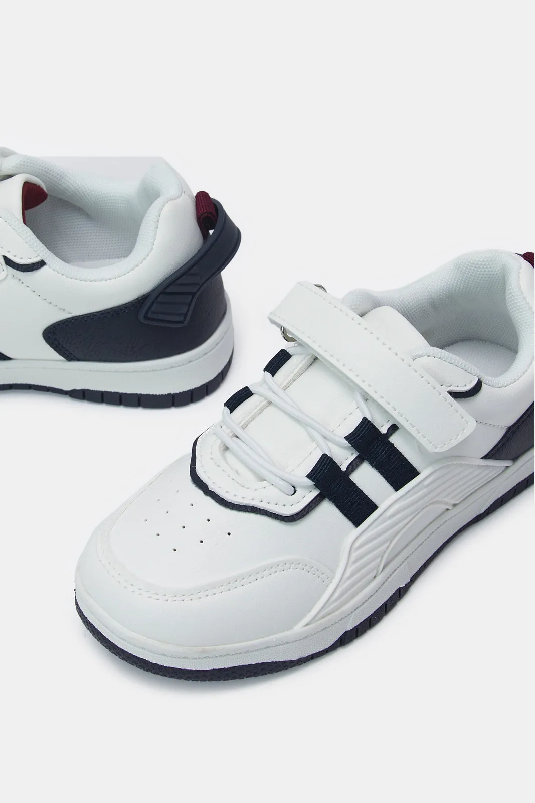 Boys White Colour Block Sneaker