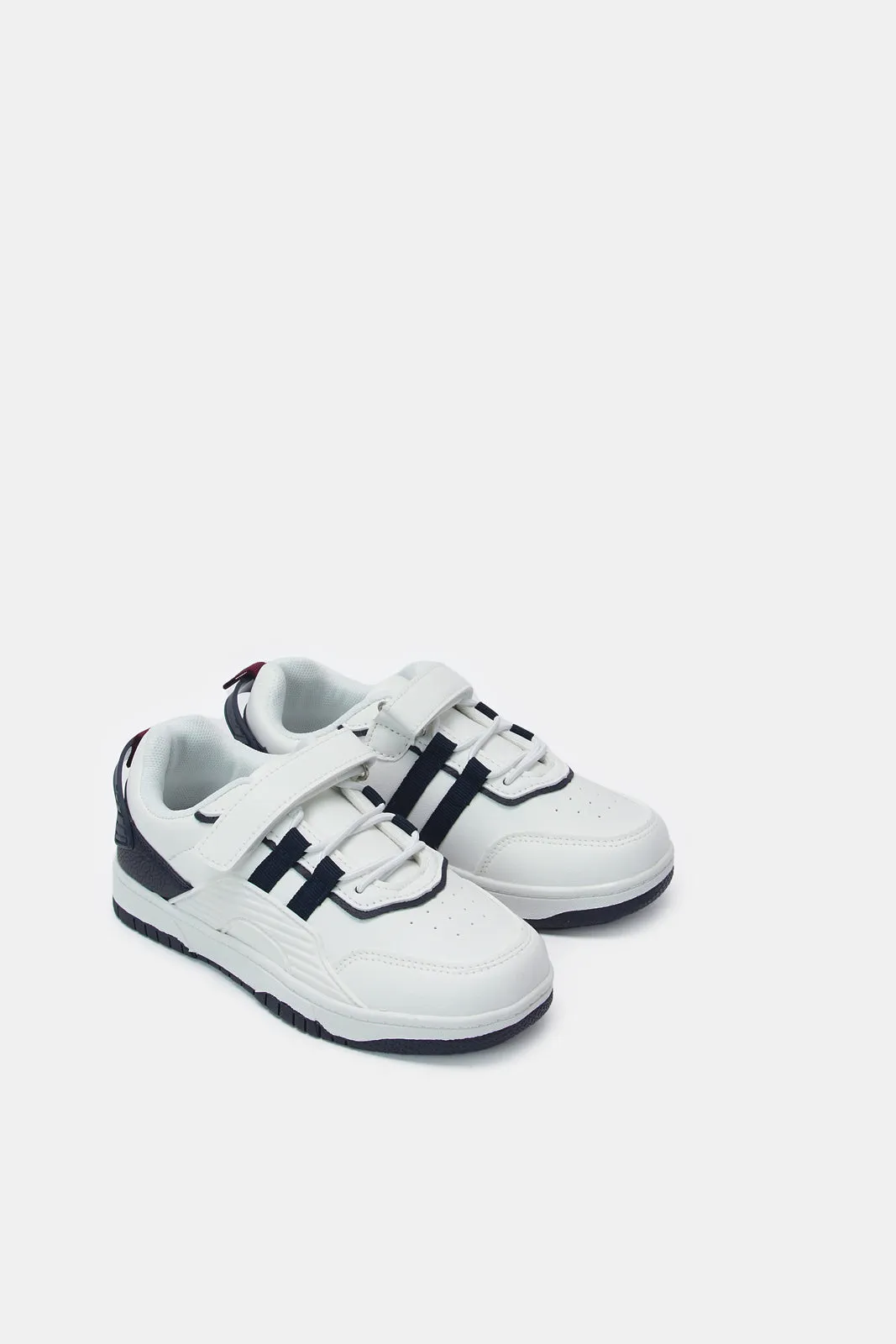 Boys White Colour Block Sneaker