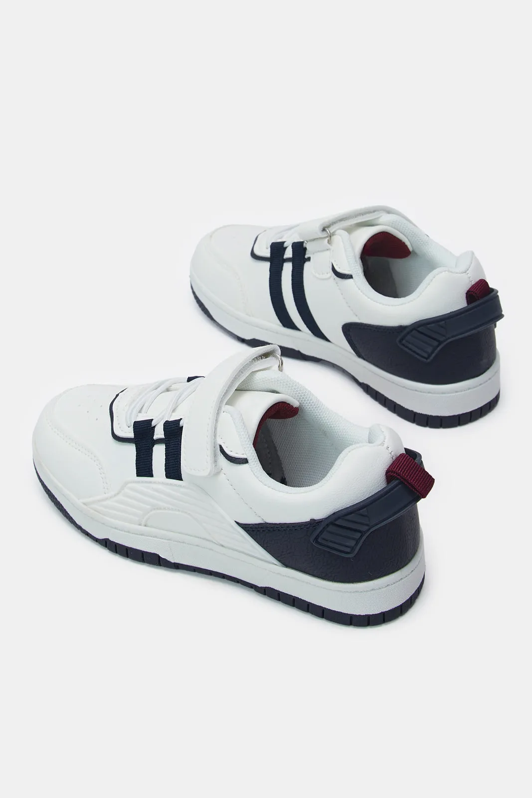 Boys White Colour Block Sneaker