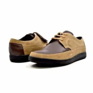 British Walkers Bristol Bally Style Men's Brown and Tan Leather and Suede Low Top Sneakers