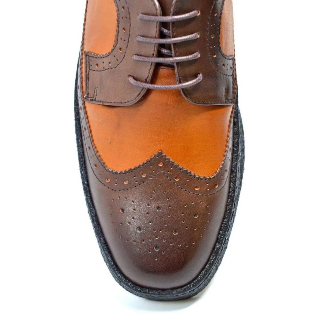 British Walkers Wingtips Limited Edition Men's Two Tone Low Cut Tan and Brown Leather