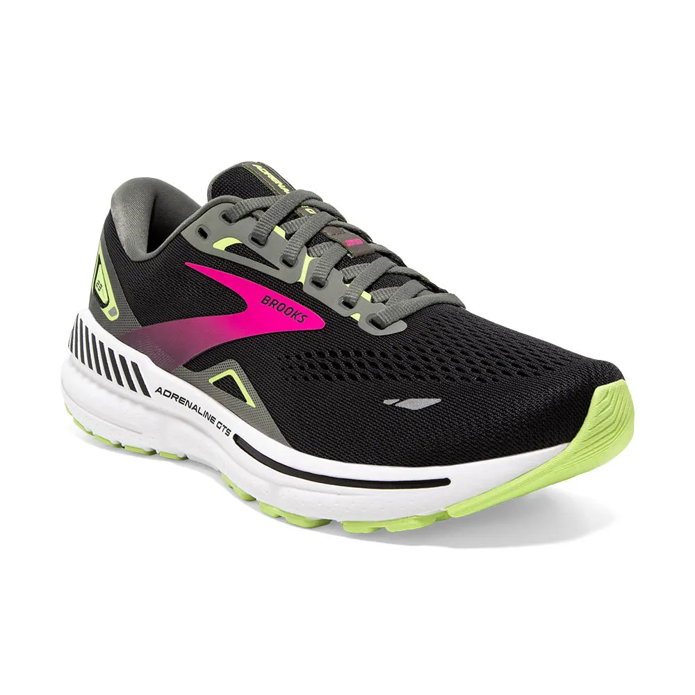 Brooks Adrenaline GTS 23 Wide (Womens) - Black/Gunmetal/Sharp Green