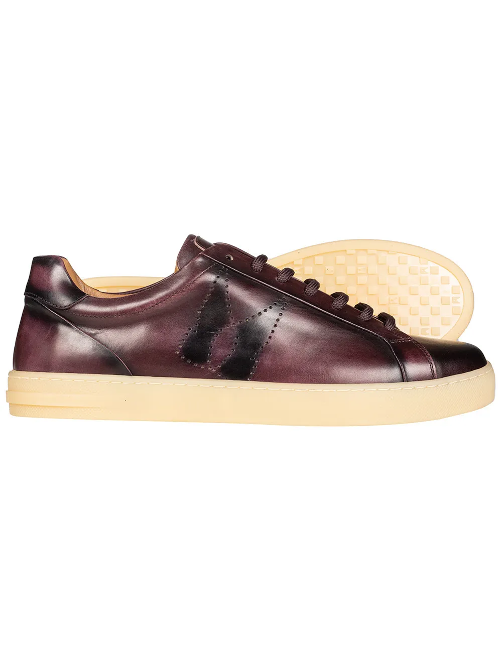 Buffered Calfskin Sneaker Rouge Noir