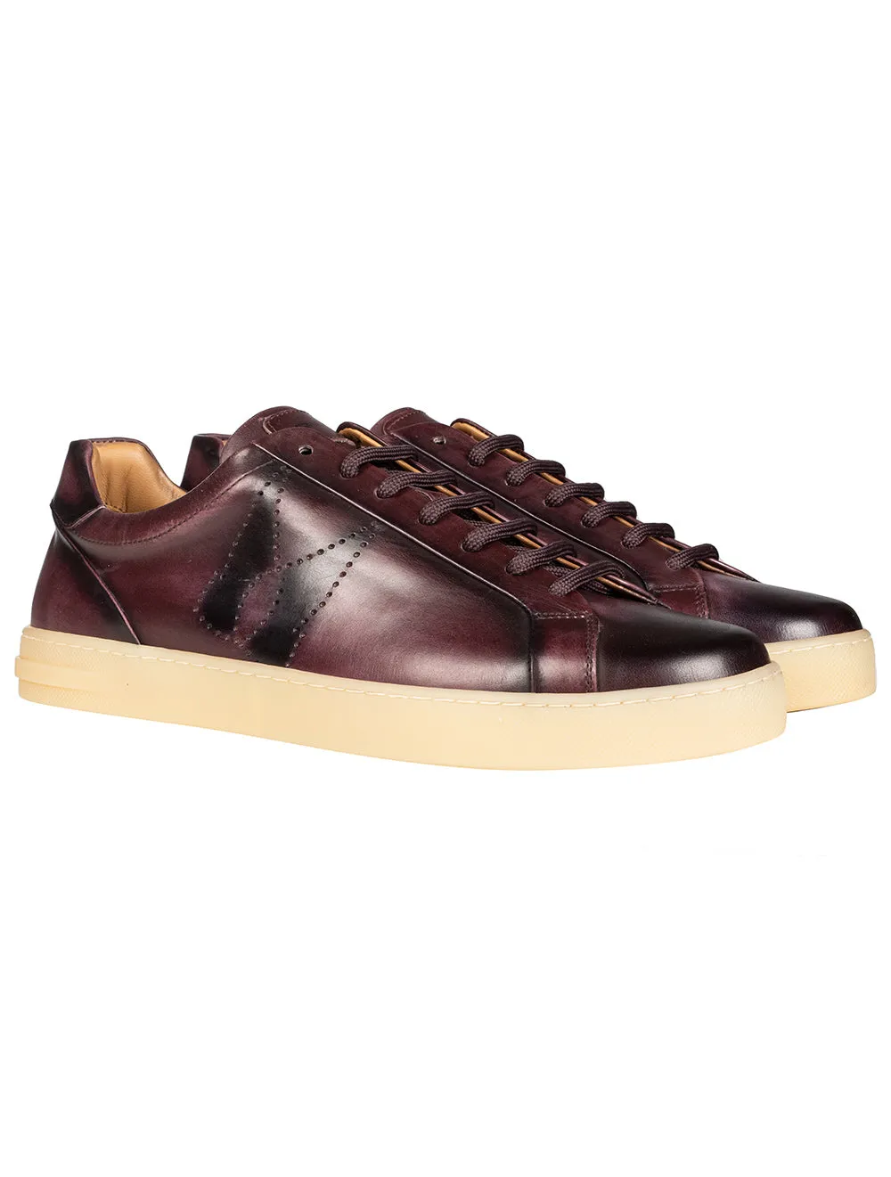 Buffered Calfskin Sneaker Rouge Noir