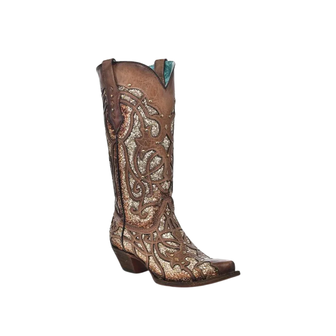 Corral Women's Orix Glittered Inlay and Studs Snip Toe Boots