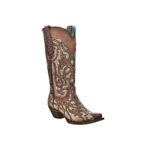 Corral Women's Orix Glittered Inlay and Studs Snip Toe Boots