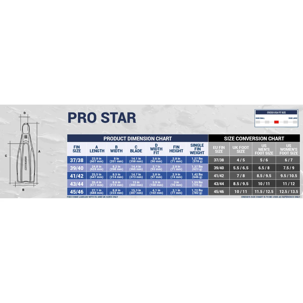 Cressi Pro Star Full Foot Fins