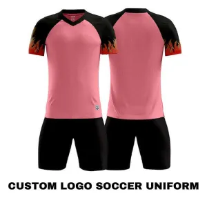 Custom Logo Pink Soccer Jerseys and Shorts Uniforms