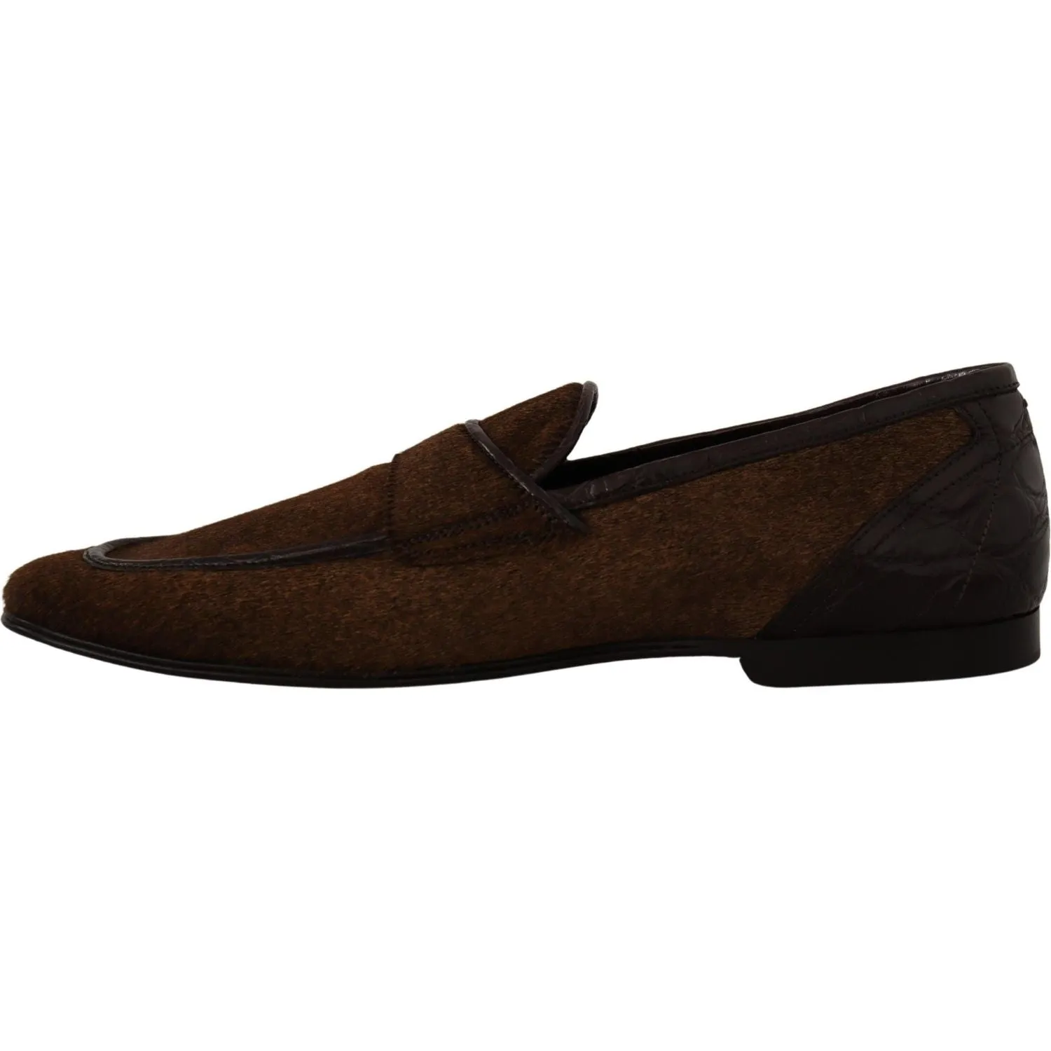 Dolce & Gabbana Elegant Brown Caiman Leather Loafers