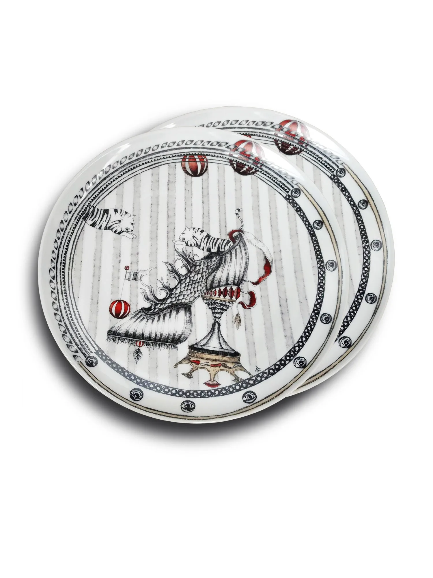 Dragana Adamov Porcelain Plate Tiger Shoe Circus