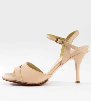 Elegant Nude Leather - Handmade Tango Shoe - Dana 4202