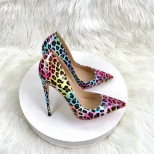 Fancy Colorful Party Leopard Print Pointed Toe Stiletto Heels