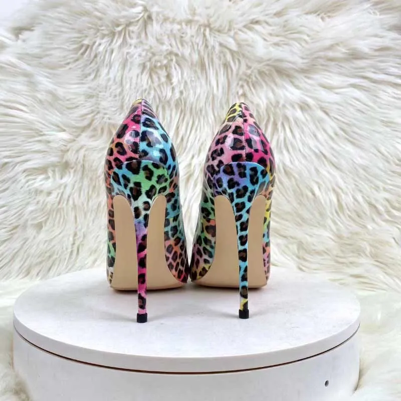 Fancy Colorful Party Leopard Print Pointed Toe Stiletto Heels