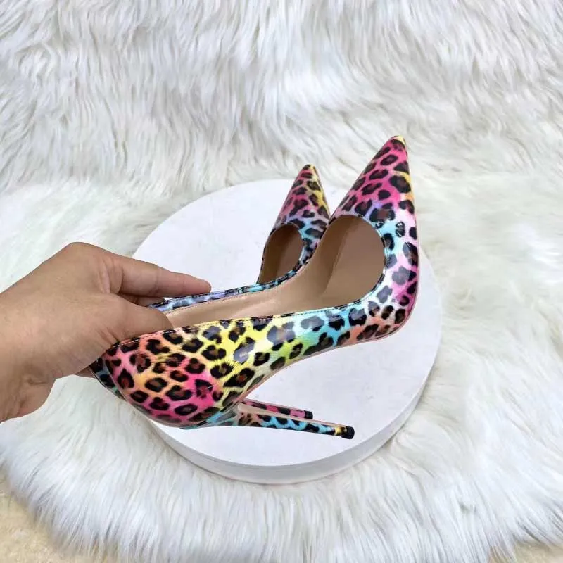 Fancy Colorful Party Leopard Print Pointed Toe Stiletto Heels