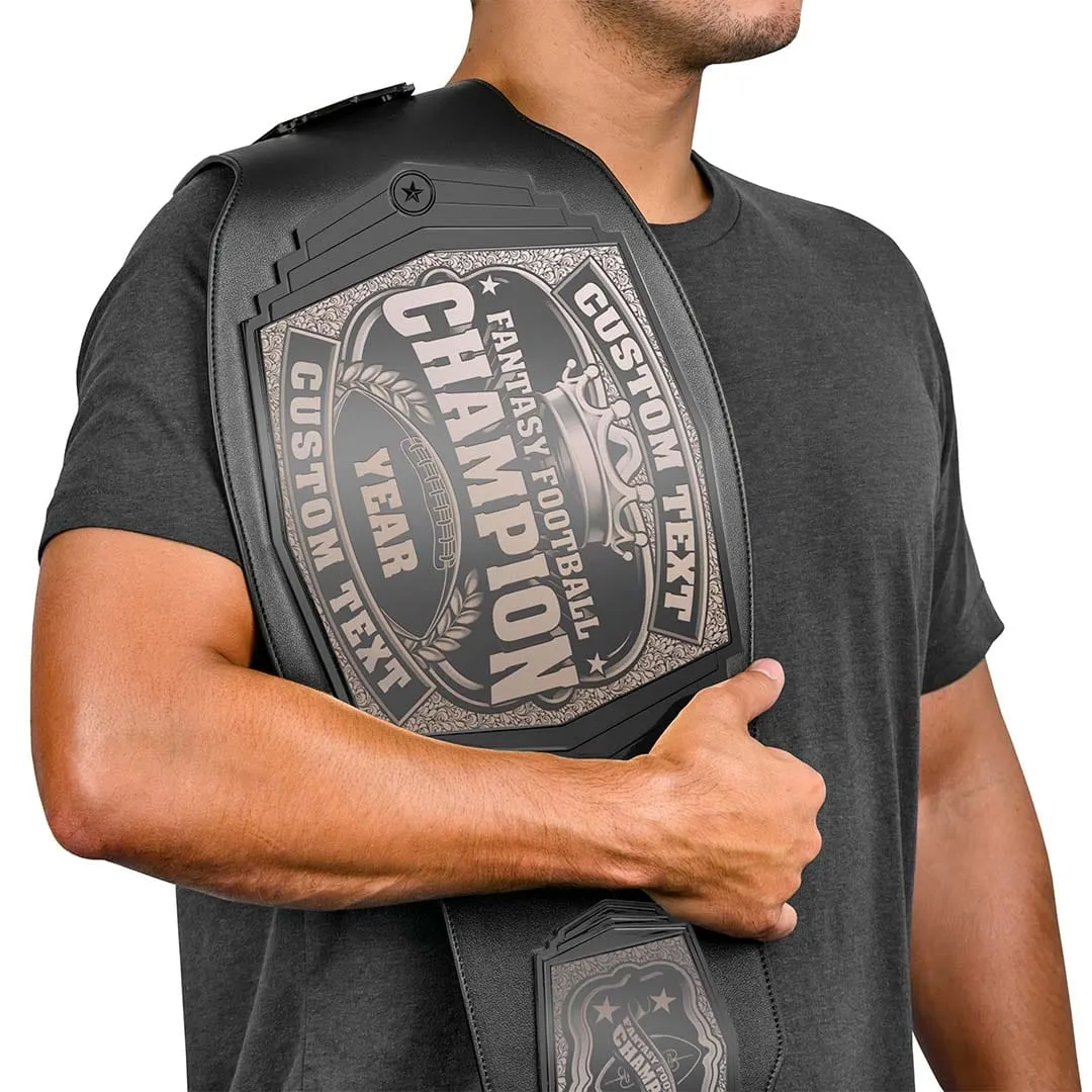 Fantasy Football Engraved Championship Belt - Gunmetal Gray