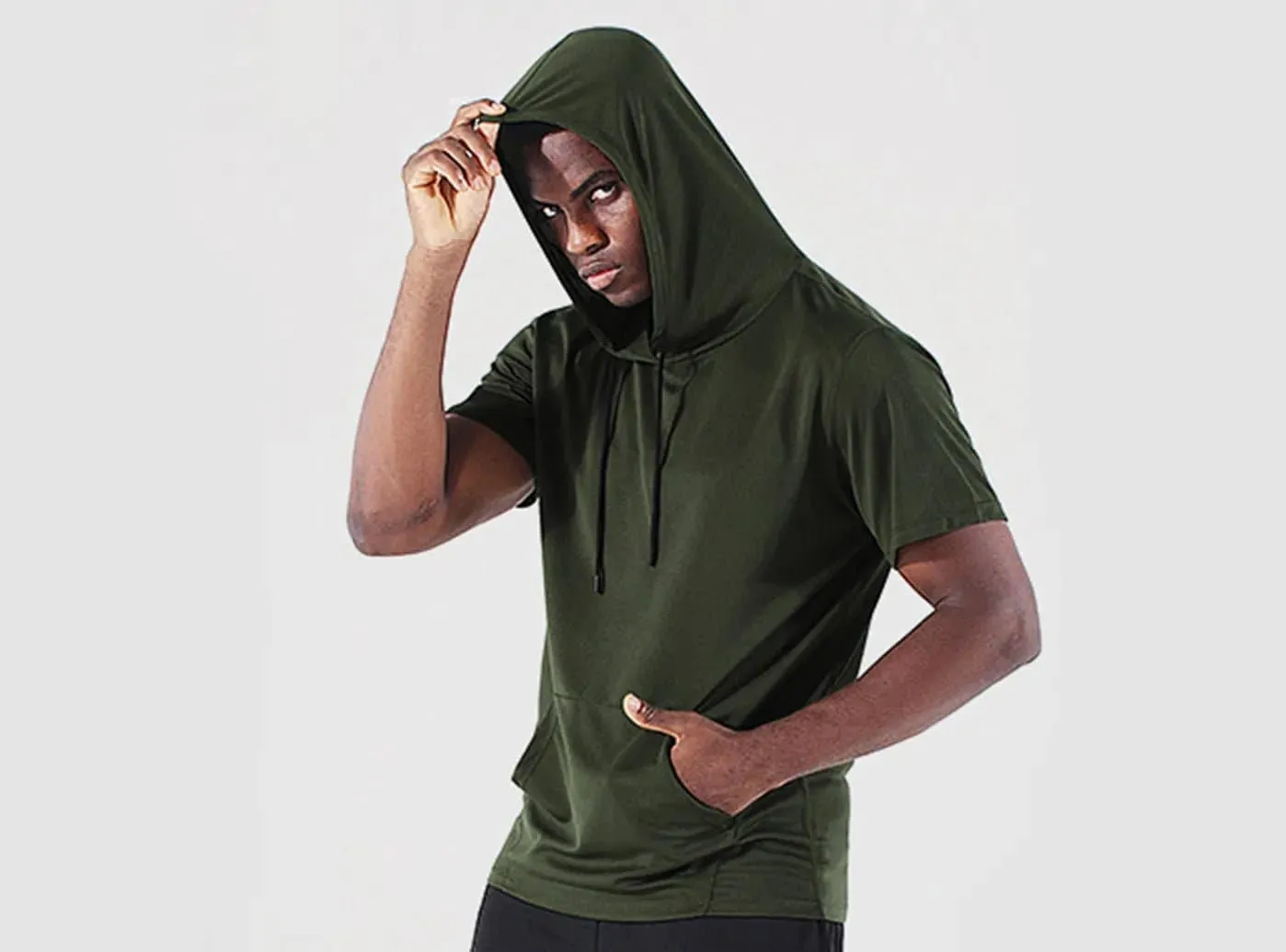 FitVille Men's Short-Sleeve Hoodie