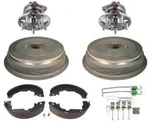 For Sienna Van 98-2003 Rear Brake Drums Brake Shoe & Springs Rear Hub & Bearings