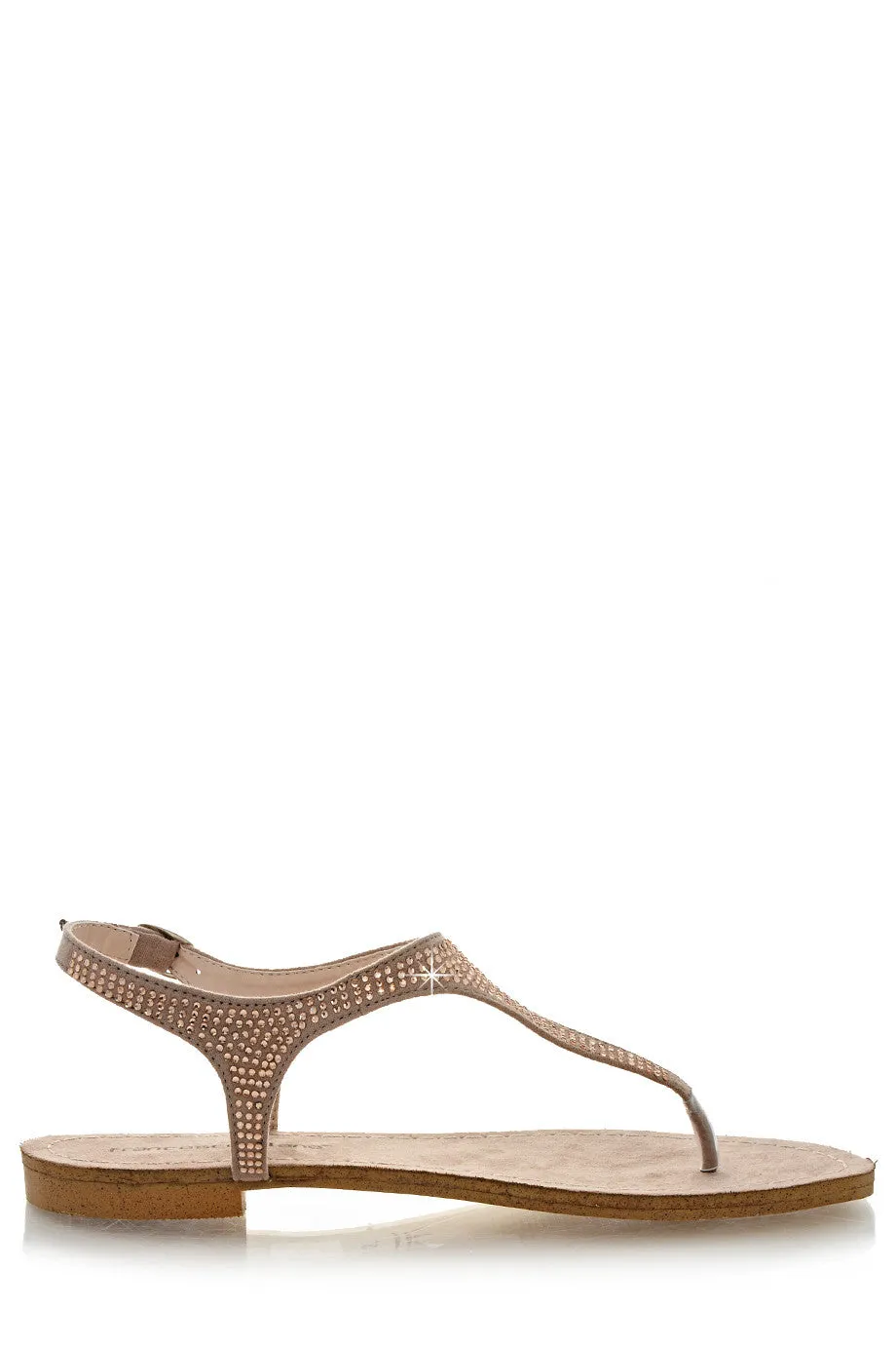 FRANCESCO MILANO ARETHA Beige Crystal Leather Women Sandals