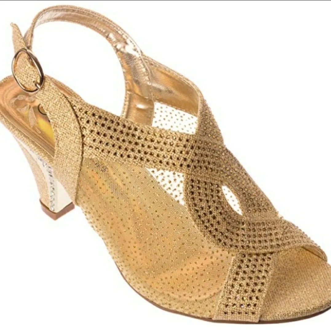 Girl's Gold Heeled Shoes