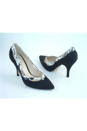 Glitz Shoes Sabatine Black Faux Suede Leather Shoes