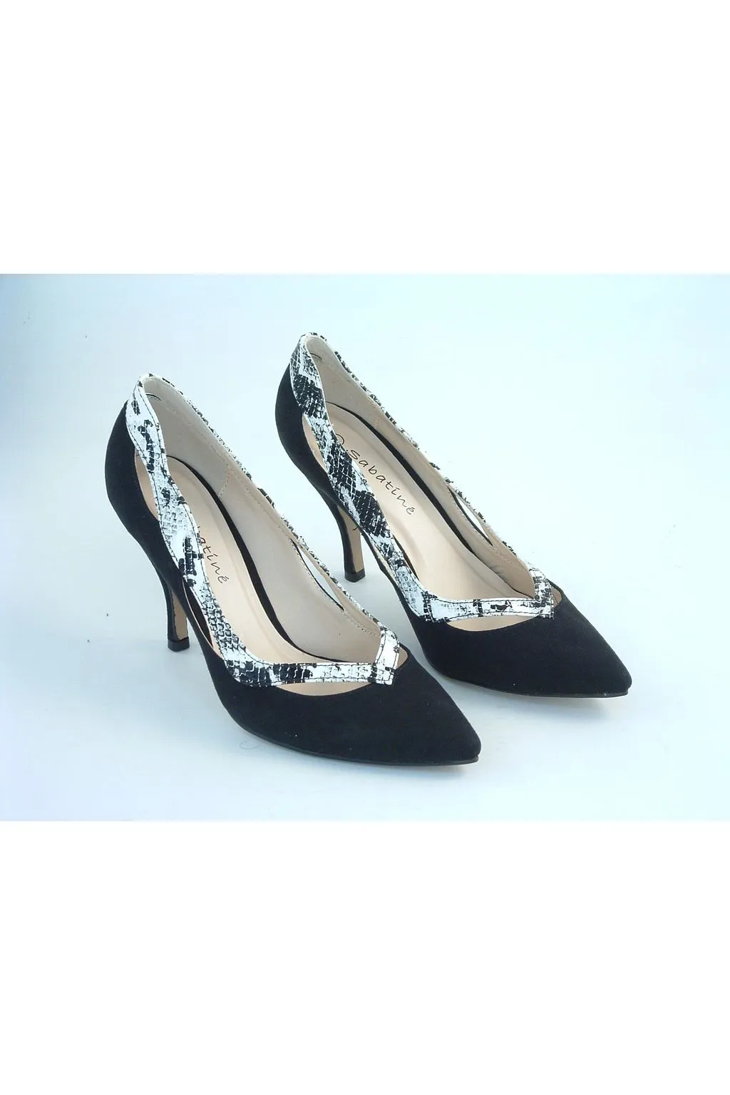 Glitz Shoes Sabatine Black Faux Suede Leather Shoes